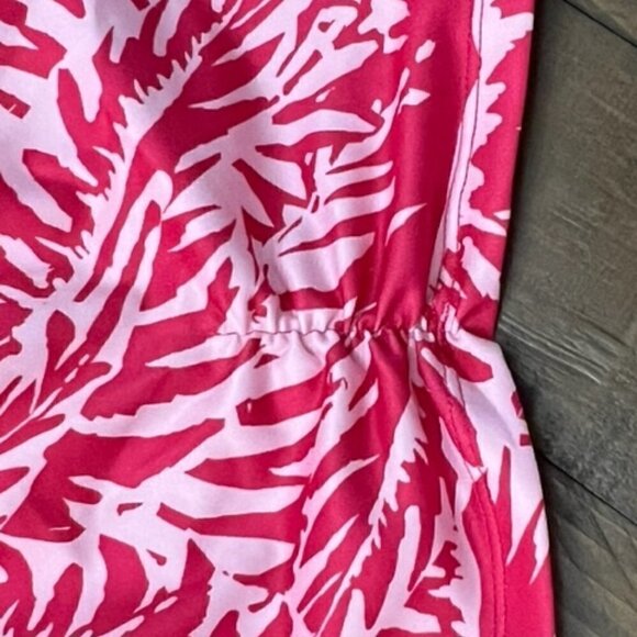 Reel Legends Keep It Cool Pink Dress Short Sleeve Palm Frond Print - Picture 5 of 6